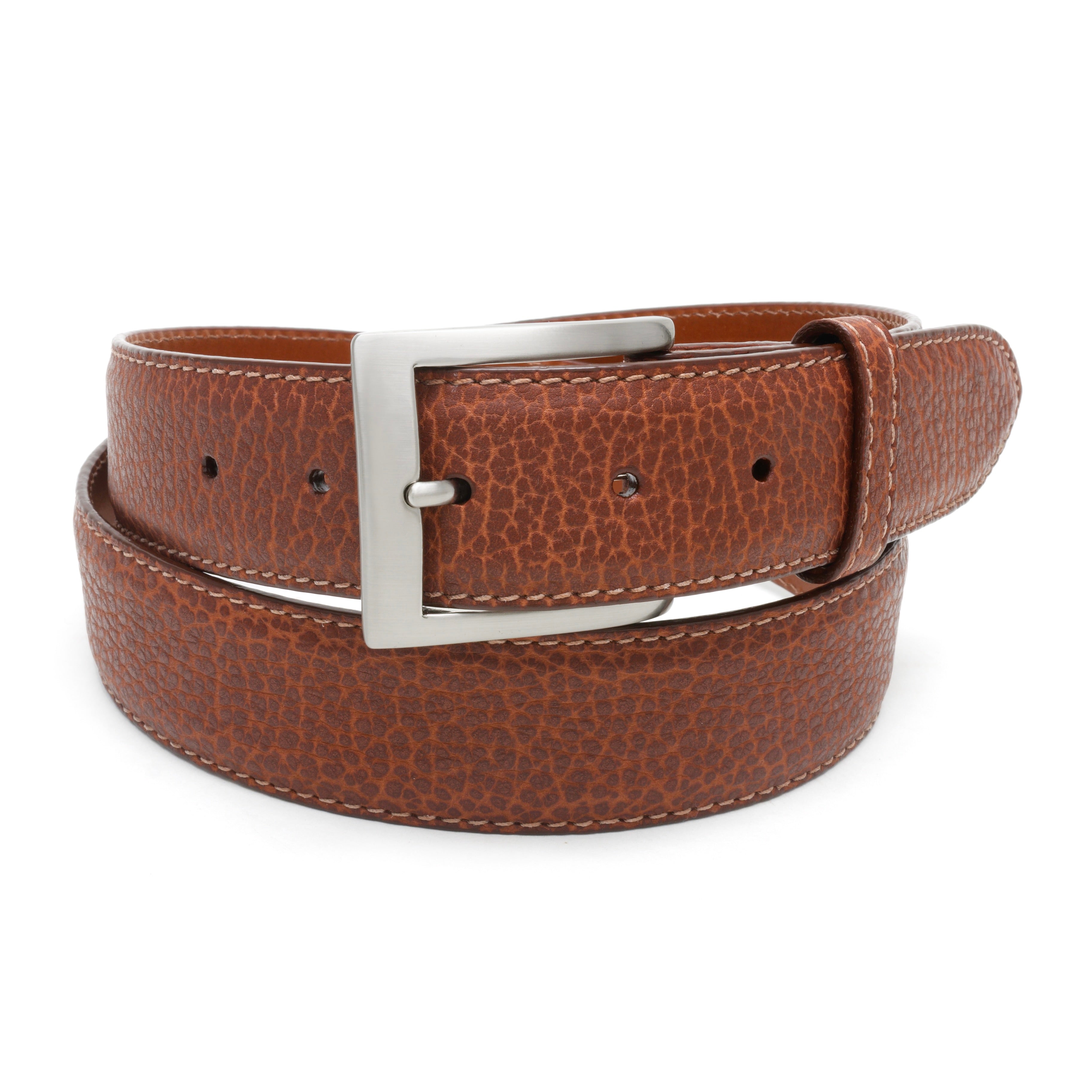 Bison leather dress belt for men